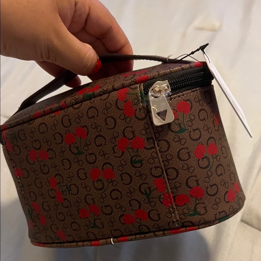 Guess Brown Cherry Pattern Cosmetic Case NWT - image 3